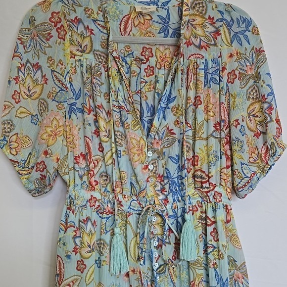 Elan Tiered Floral Dress, Multicolor, Womens Size Small - Picture 2 of 9